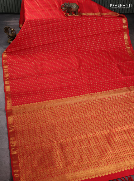 Pure kanchipuram silk saree red with allover zari woven 1000 buttas and zari woven border