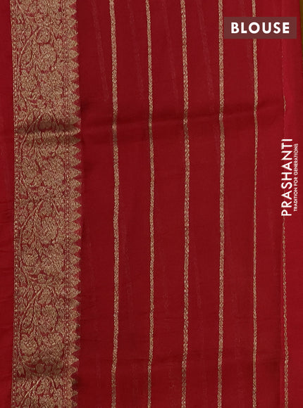 Banarasi organza silk saree yellow and red with allover thread & zari woven buttas and banarasi style border
