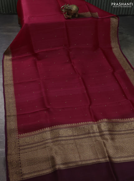 Banarasi organza silk saree maroon and wine shade with allover thread & zari woven buttas and banarasi style border