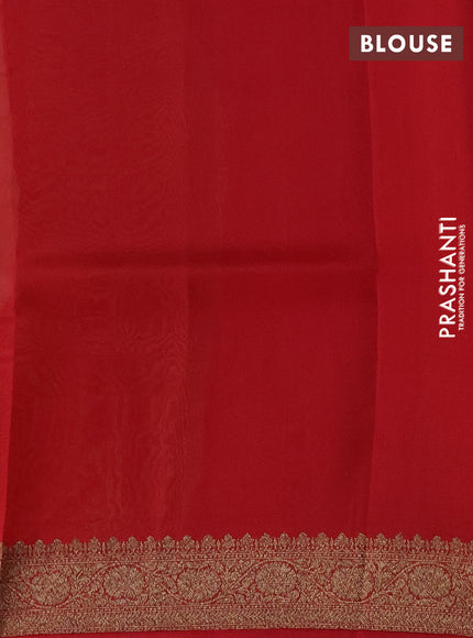 Banarasi organza silk saree beige and maroon with allover thread & zari woven buttas and banarasi style border