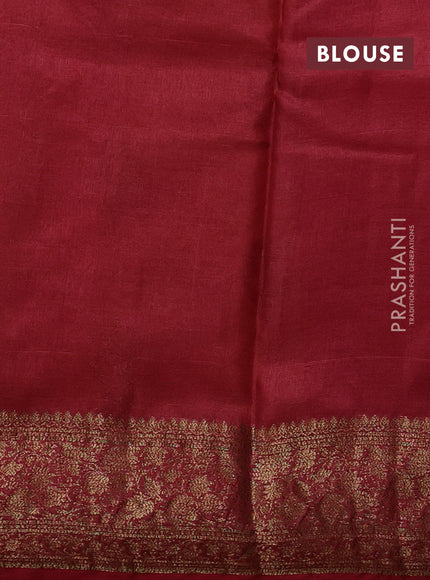 Banarasi tussar silk saree mustard yellow and maroon with allover thread & zari woven buttas and woven border