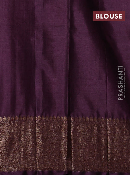 Banarasi tussar silk saree mehendi green and wine shade with allover thread & zari woven buttas and woven border
