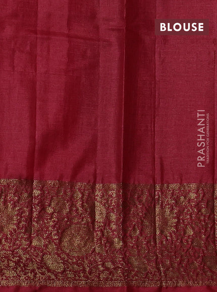 Banarasi tussar silk saree bottle green and maroon with allover thread & zari woven buttas and long woven border