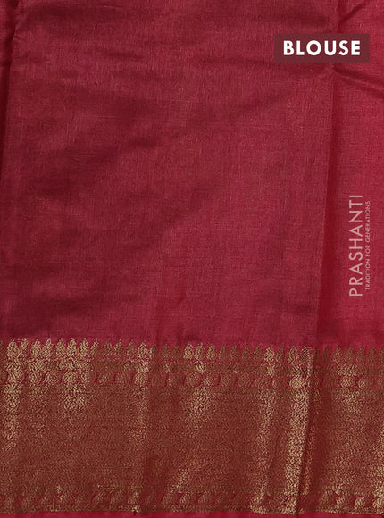 Banarasi tussar silk saree brown and maroon with allover thread & zari woven buttas and woven border