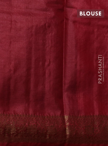 Banarasi tussar silk saree brown and maroon with allover thread & zari weaves and woven border