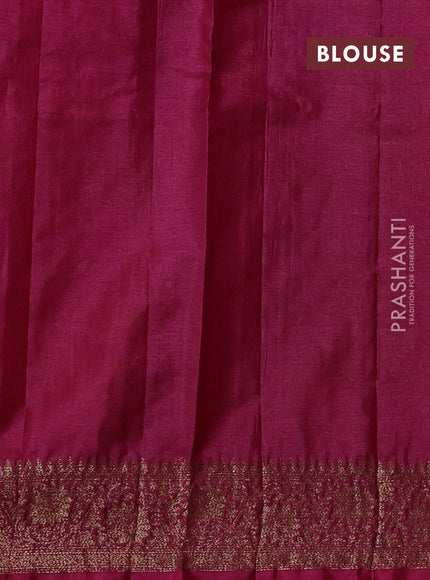 Banarasi tussar silk saree peacock blue and magenta pink with allover thread & zari weaves and woven border