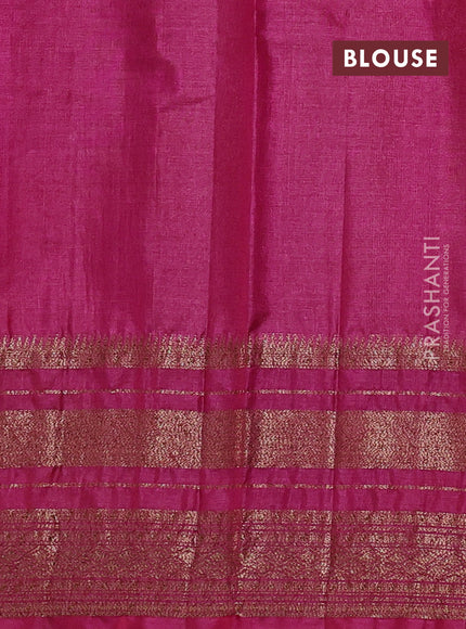 Banarasi tussar silk saree peacock blue and magenta pink with allover thread & zari woven buttas and long woven border