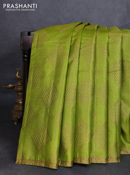 Banarasi tussar silk saree mehendi green and wine shade with allover thread & zari woven buttas and small woven border