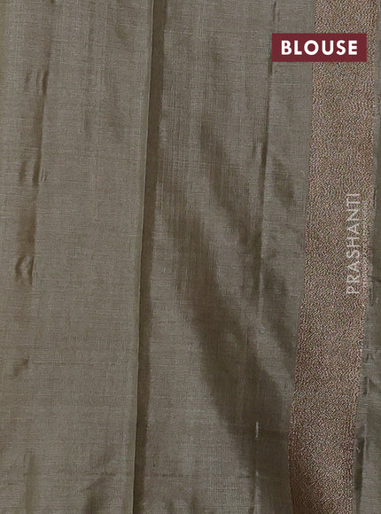 Banarasi tussar silk saree elachi green with allover thread & zari woven buttas in borderless style