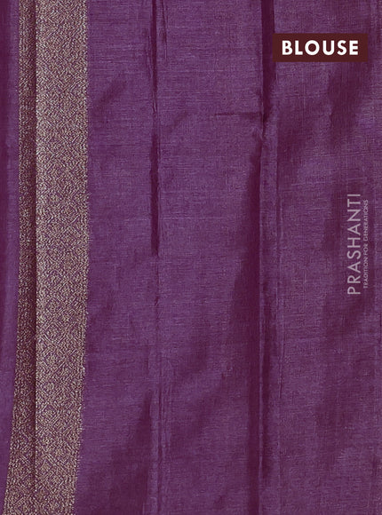 Banarasi tussar silk saree wine shade with allover thread & zari woven buttas in borderless style