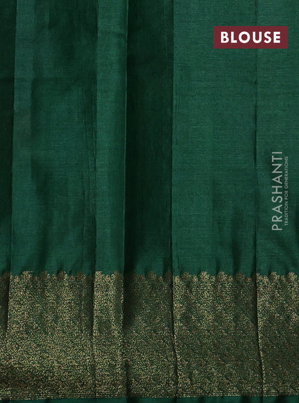Banarasi tussar silk saree wine shade and green with allover thread & zari woven buttas and woven border