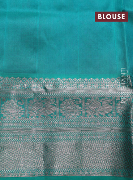 Venkatagiri silk saree purple and teal green with allover silver zari woven buttas and long zari woven border