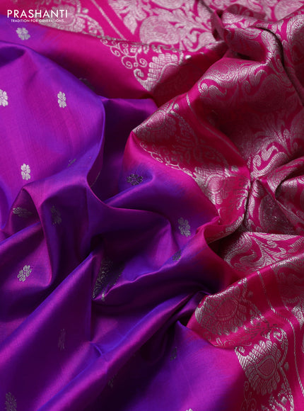 Venkatagiri silk saree purple and pink with allover silver & zari woven buttas and zari woven border