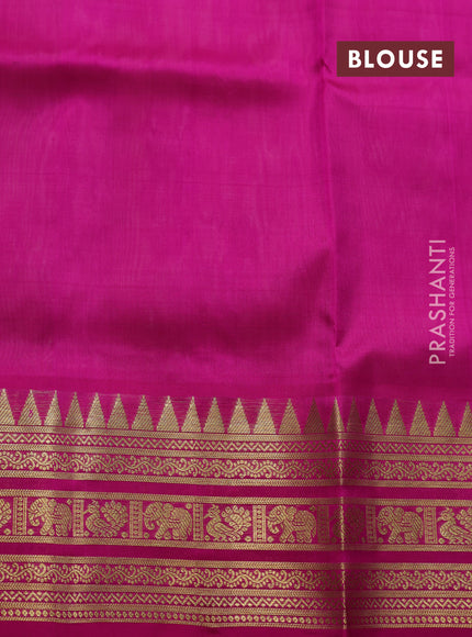 Venkatagiri silk saree pista green and pink with allover silver & zari woven buttas and zari woven border