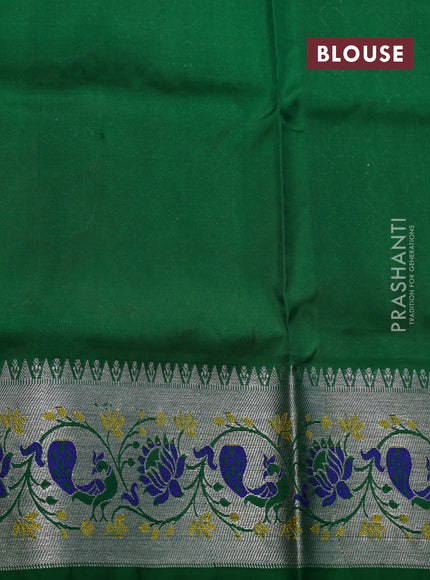 Venkatagiri silk saree grey and green with allover silver zari woven buttas and zari woven border
