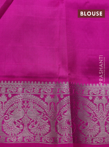 Venkatagiri silk saree coffee brown and pink with allover zari checks & buttas and silver zari woven border