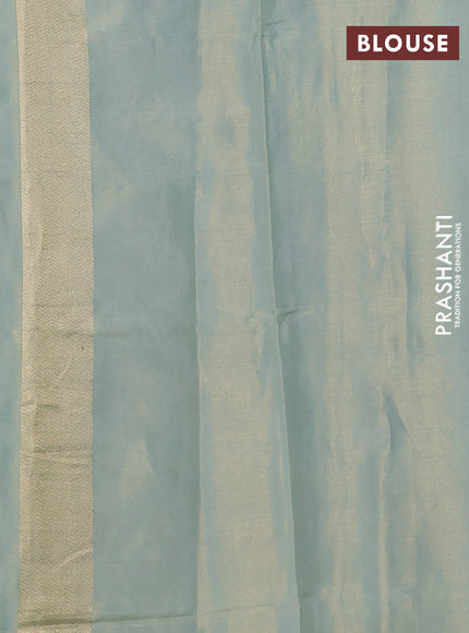 Banarasi tissue uppada silk saree teal blue with allover thread & zari geometric weaves and zari woven border