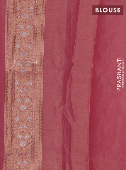 Banarasi tissue uppada silk saree light pink with allover thread & zari floral weaves and zari woven border