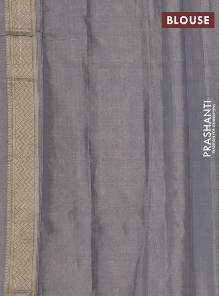 Banarasi tissue uppada silk saree grey with allover zari woven butta weaves and zari woven border
