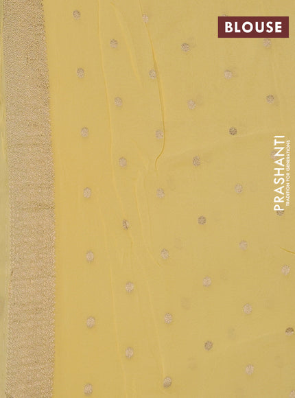 Banarasi semi georgette saree pale yellow with allover thread & zari woven buttas and zari woven border