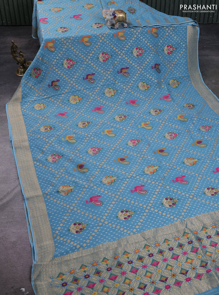 Banarasi semi georgette saree pastel blue with allover thread & zari woven buttas and zari woven border