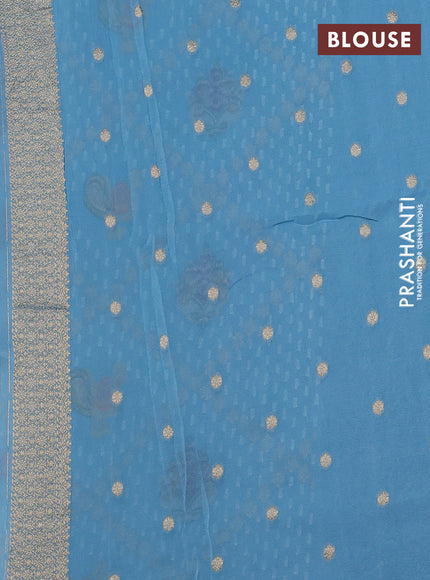 Banarasi semi georgette saree pastel blue with allover thread & zari woven buttas and zari woven border