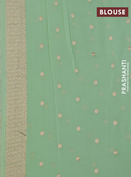 Banarasi semi georgette saree pista green with allover thread & zari woven buttas and zari woven border