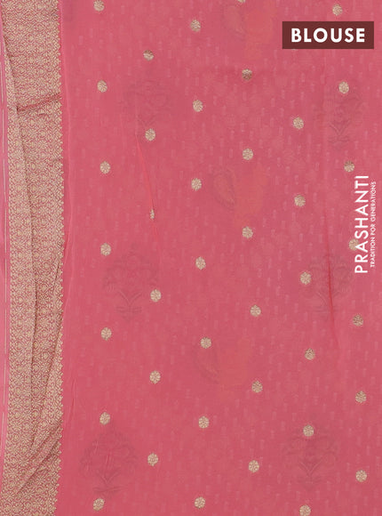 Banarasi semi georgette saree peach orange with allover thread & zari woven buttas and zari woven border