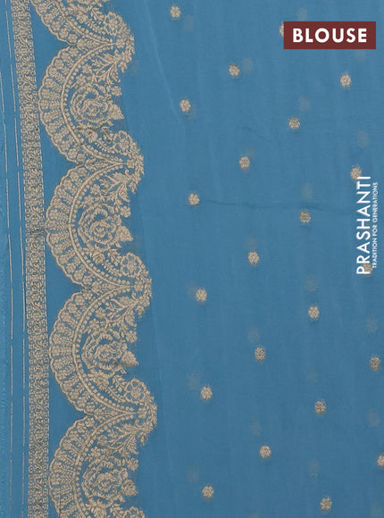 Banarasi semi georgette saree pastel blue with allover thread & zari weaves and woven border