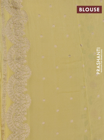 Banarasi semi georgette saree pale yellow with allover thread & zari weaves and woven border