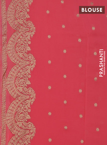 Banarasi semi georgette saree peach orange with allover thread & zari weaves and woven border
