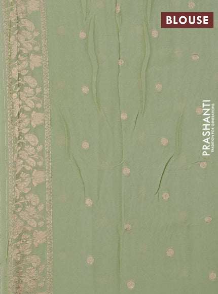 Banarasi semi georgette saree pista green with allover thread & zari weaves and woven border