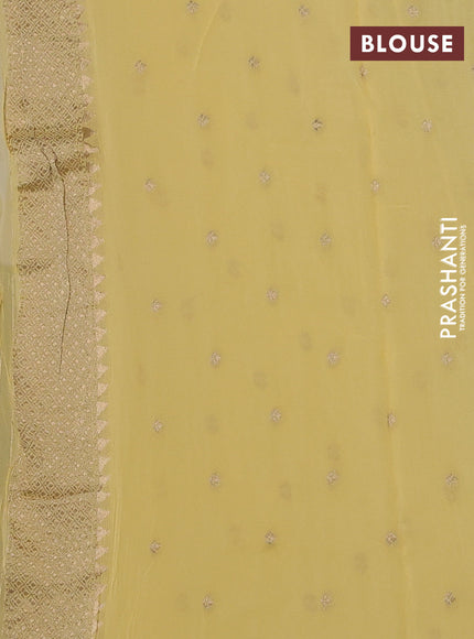 Banarasi semi georgette saree pale yellow with allover thread & zari woven buttas and paithani style border