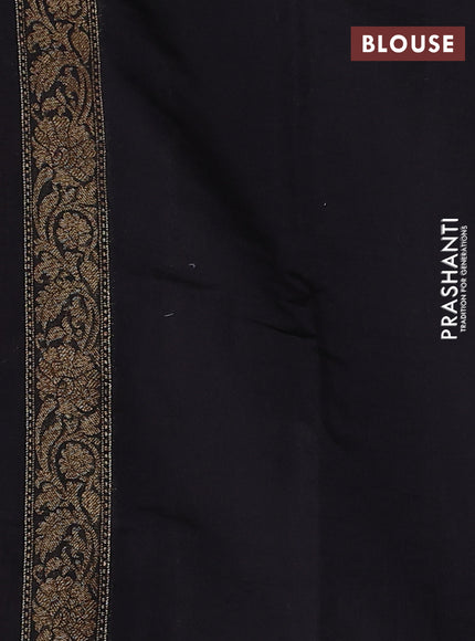 Chiniya silk saree orange and black with allover thread & zari woven buttas and woven border