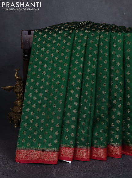 Chiniya silk saree green and maroon with allover thread & zari woven buttas and woven border