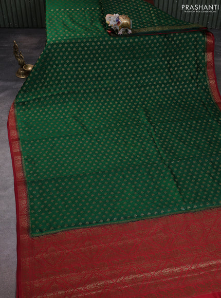 Chiniya silk saree green and maroon with allover thread & zari woven buttas and woven border