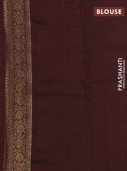 Chiniya silk saree orange and coffee brown with allover thread & zari woven buttas and woven border