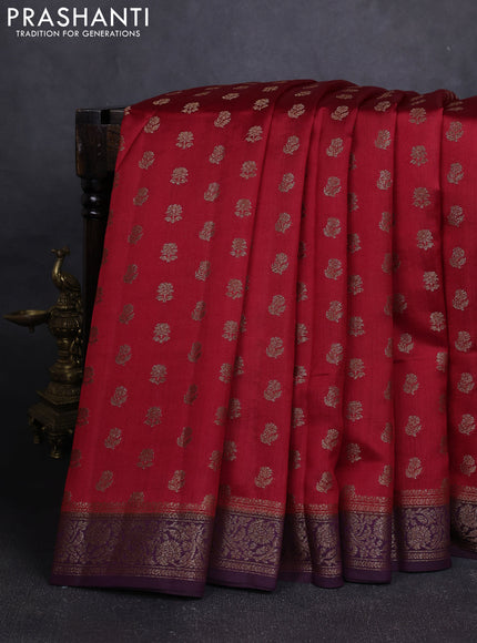 Chiniya silk saree maroon and wine shade with allover thread & zari woven buttas and woven border