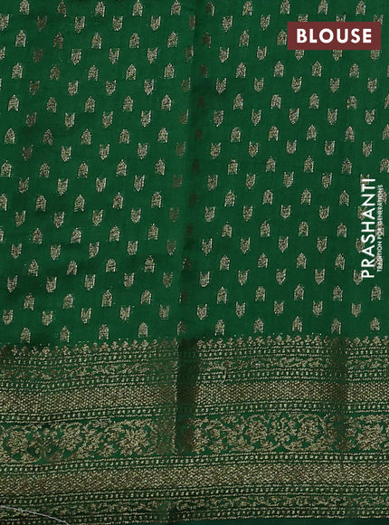 Chiniya silk saree mustard yellow and green with allover thread & zari woven buttas and woven border