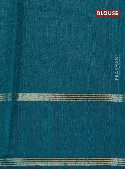 Pure dupion silk saree peacock green with allover zari woven buttas and rettapet zari woven border