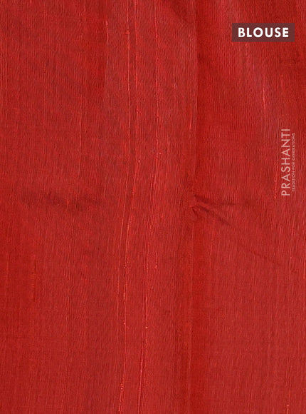 Pure dupion silk saree orange with allover zari woven buttas and temple design zari woven border