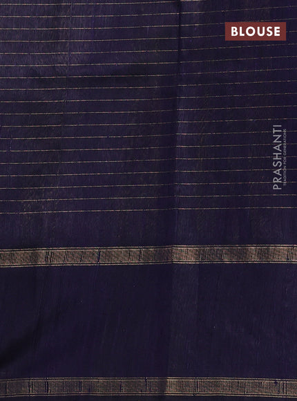 Pure dupion silk saree cs blue and navy bluie with allover zari checked pattern and rettapet zari woven border