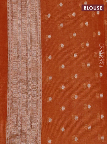 Art chiffon saree orange with allover thread & zari peacock weaves and zari woven border