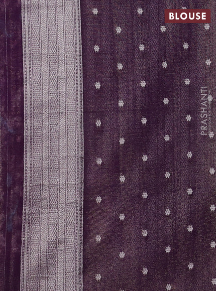 Art chiffon saree deep purple with allover thread & zari peacock weaves and zari woven border