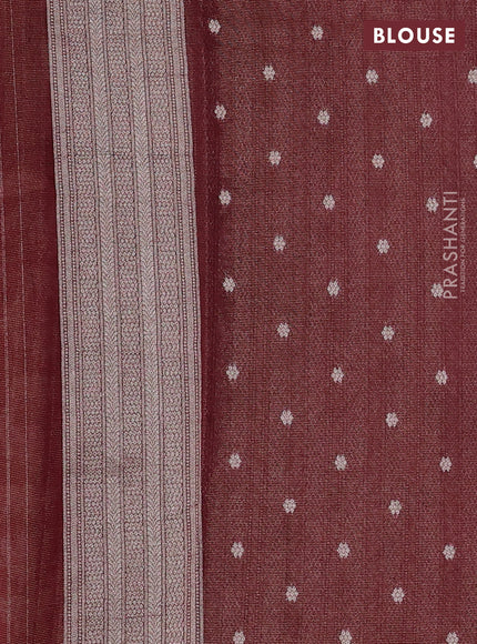Art chiffon saree maroon with allover thread & zari peacock weaves and zari woven border