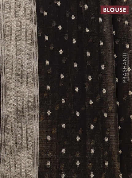 Art chiffon saree black with allover thread & zari peacock weaves and zari woven border
