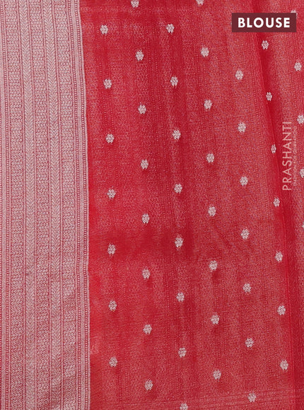 Art chiffon saree red with allover thread & zari peacock weaves and zari woven border