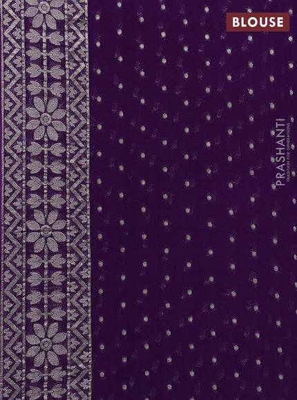 Art chiffon saree violet with allover thread & zari floral weaves and zari woven border