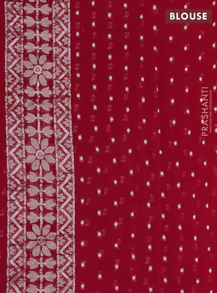 Art chiffon saree dark pink with allover thread & zari floral weaves and zari woven border