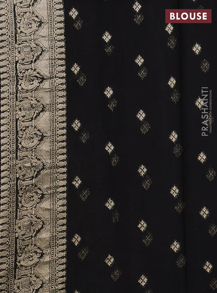 Art chiffon saree black with allover vanasingaram weaves and zari woven border